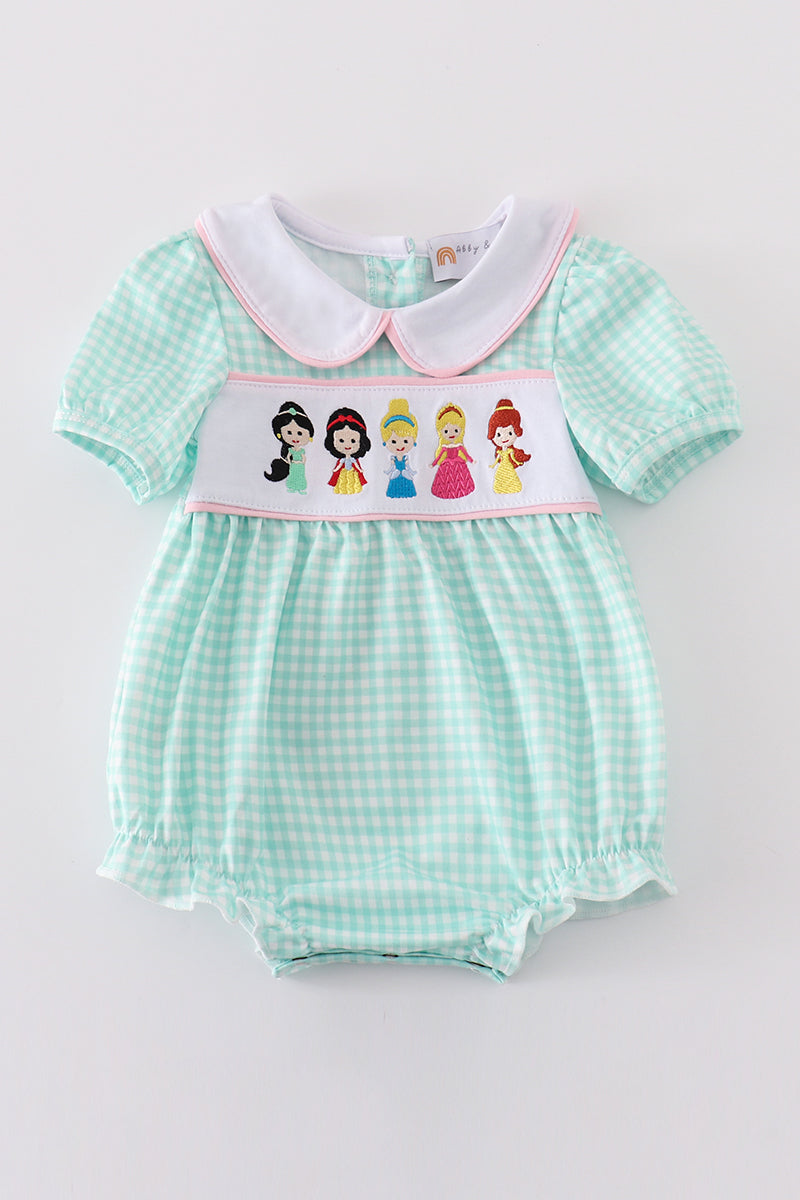 Green Princess Embroidered - baby girl bubble