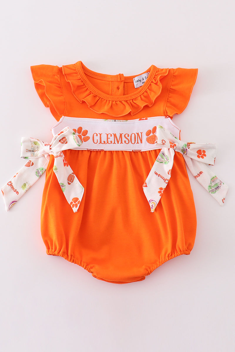 Clemson embroidered girl bubble